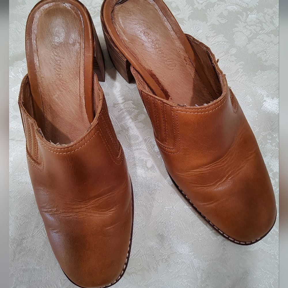 Madewell Brown Leather Mules Size 7,5